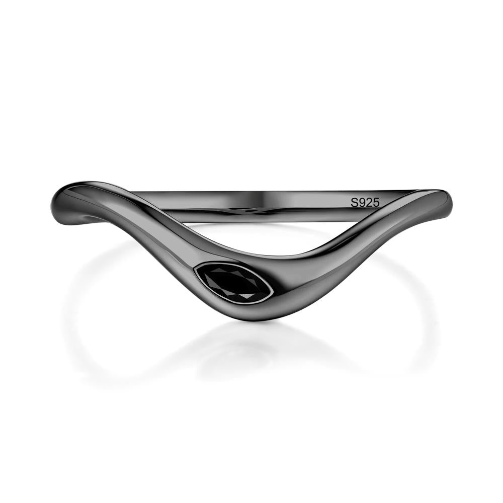 Flow Marquise Cut Black Spinel Ring - LUO Jewelry #metal_black finish sterling silver