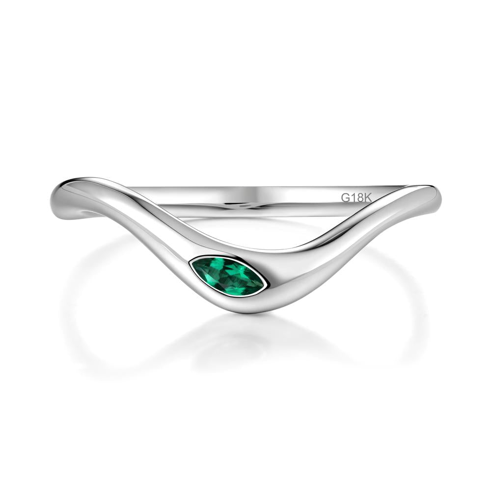 Marquise Cut Emerald Nesting Ring - LUO Jewelry #metal_18k white gold