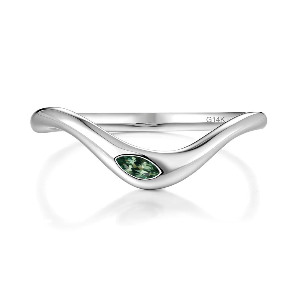 Marquise Cut Green Sapphire Nesting Ring - LUO Jewelry #metal_14k white gold