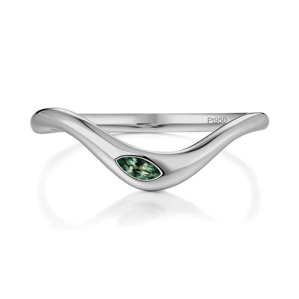 Marquise Cut Green Sapphire Nesting Ring - LUO Jewelry #metal_platinum