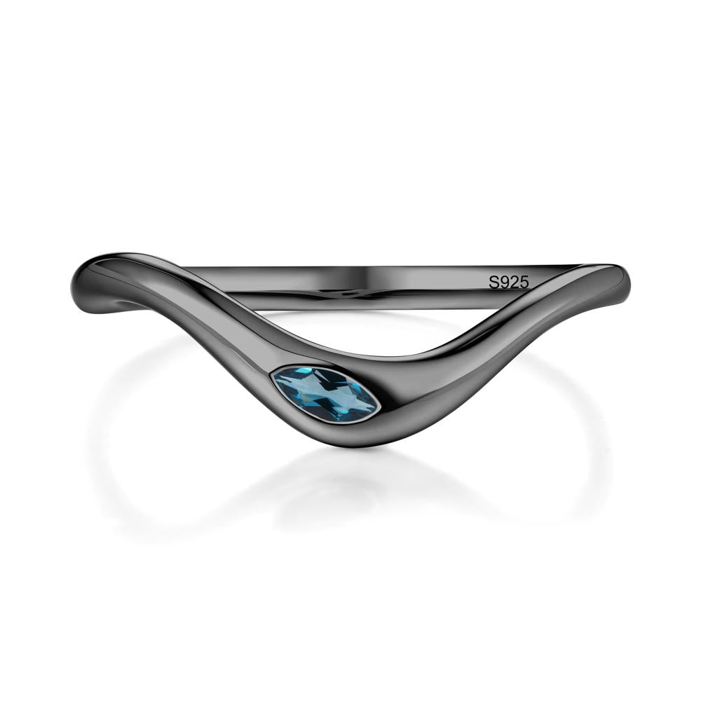 London Blue Topaz Flow Stackable Nesting Ring - LUO Jewelry #metal_black finish sterling silver