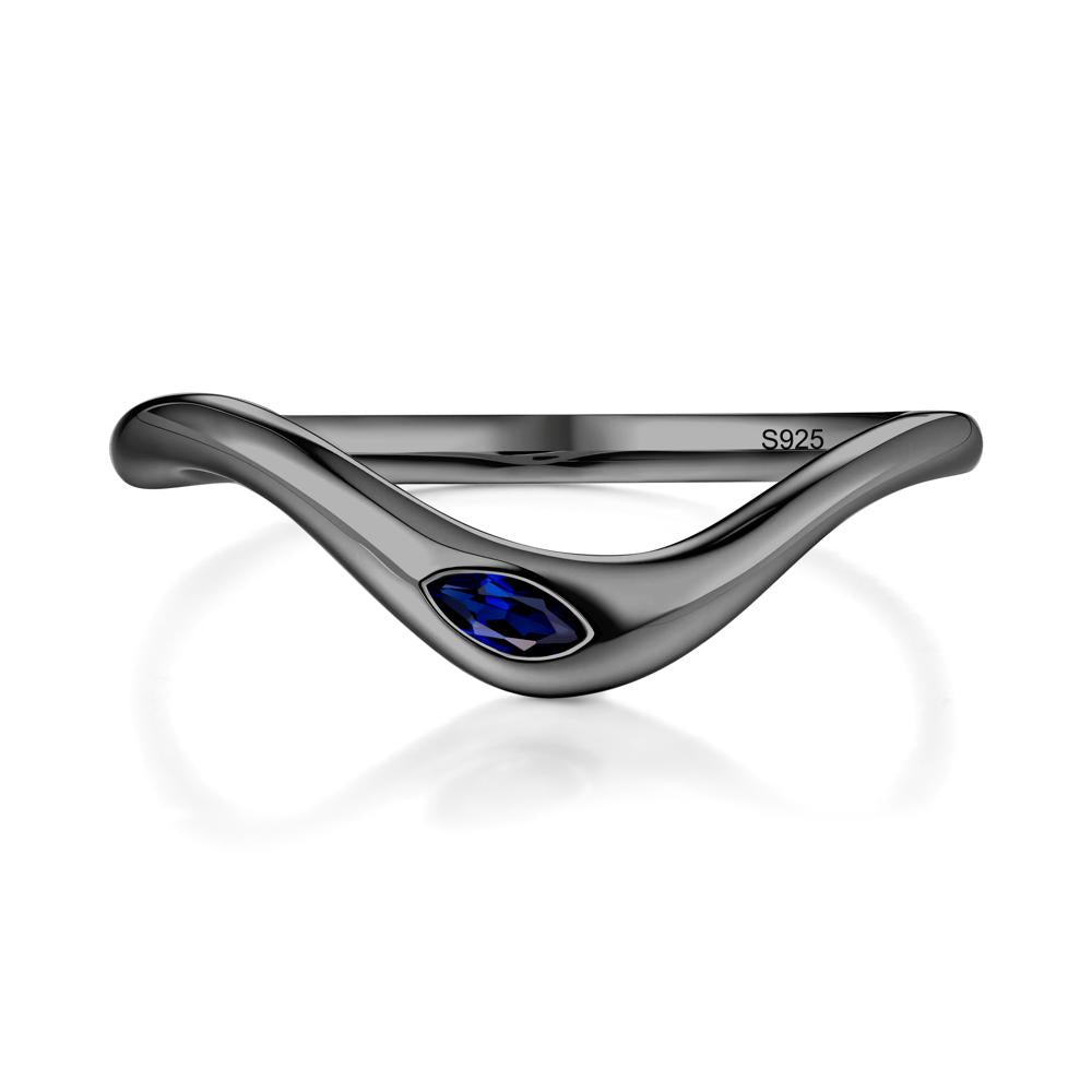 Marquise Cut Sapphire Nesting Ring - LUO Jewelry #metal_black finish sterling silver