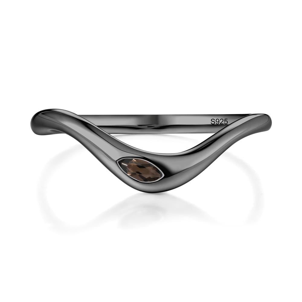 Flow Marquise Cut Smoky Quartz Ring - LUO Jewelry #metal_black finish sterling silver