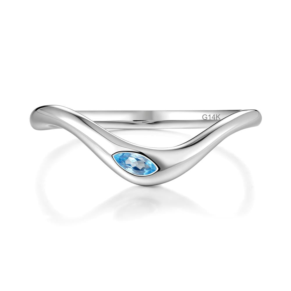 Flow Marquise Cut Swiss Blue Topaz Ring - LUO Jewelry #metal_14k white gold