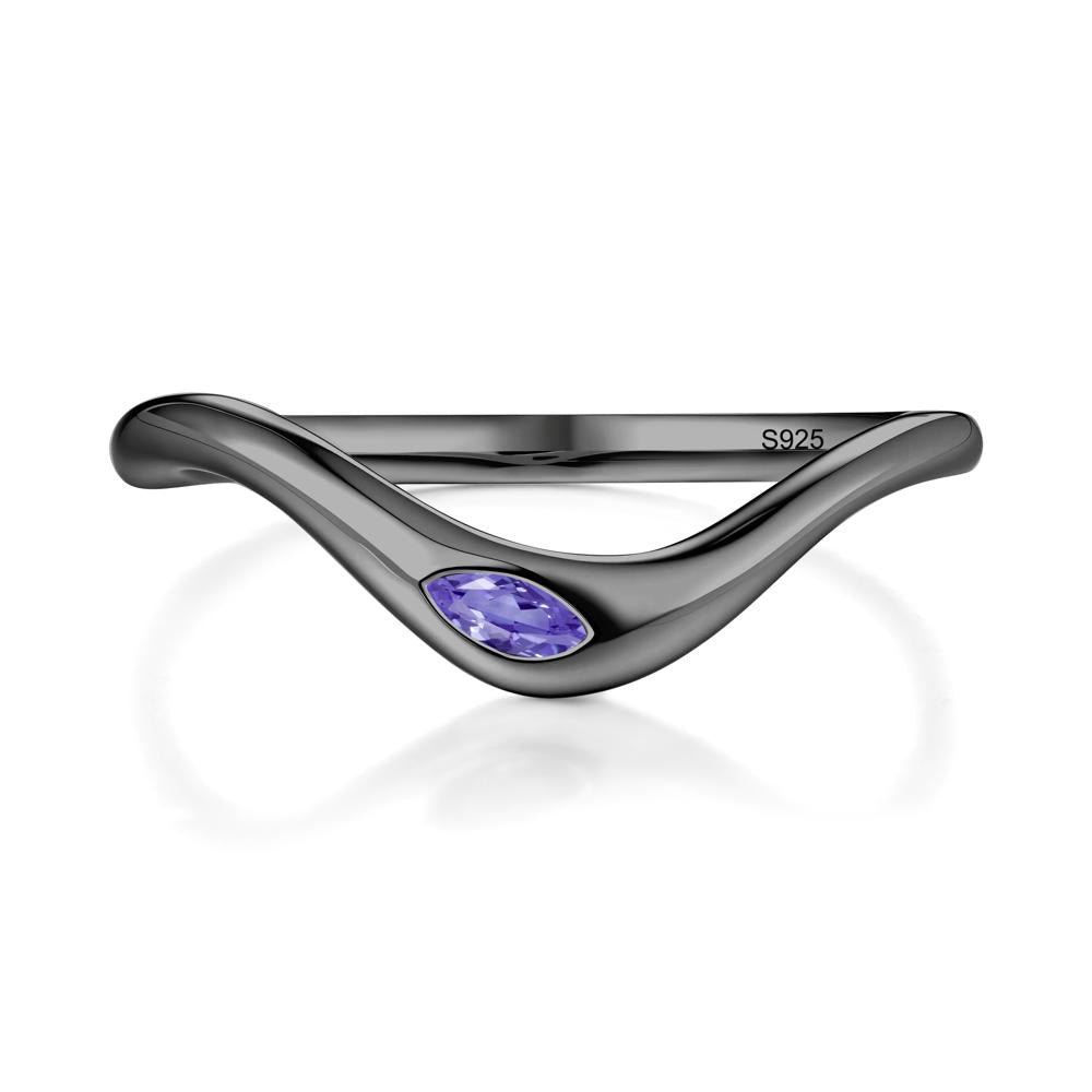 Tanzanite Flow Stackable Nesting Ring - LUO Jewelry #metal_black finish sterling silver