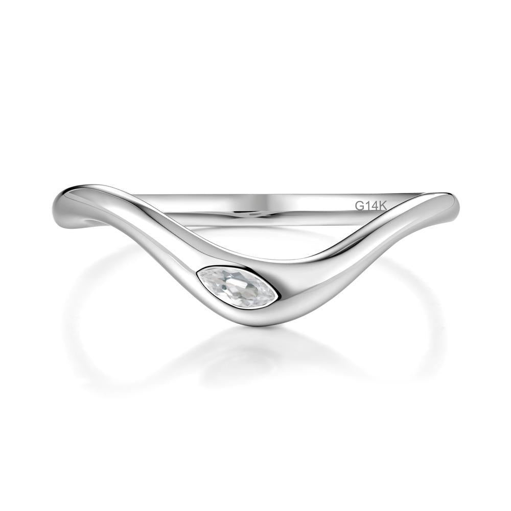 Marquise Cut White Topaz Nesting Ring - LUO Jewelry #metal_14k white gold