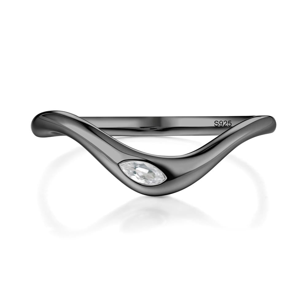Marquise Cut White Topaz Nesting Ring - LUO Jewelry #metal_black finish sterling silver