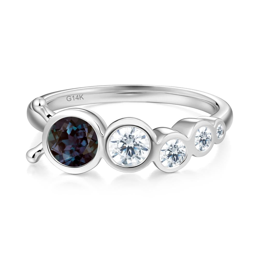 Round Alexandrite Bubble Ring - LUO Jewelry #metal_14k white gold