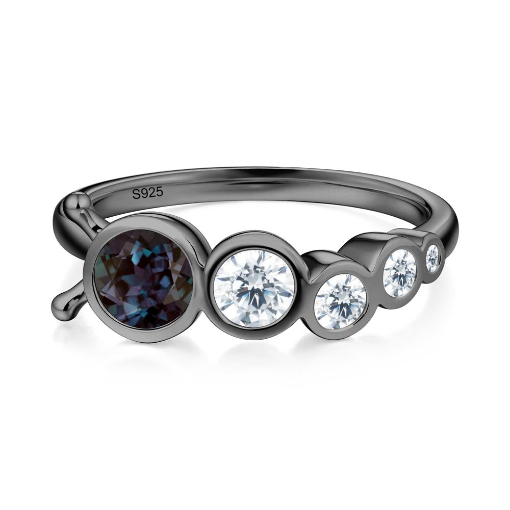 Round Alexandrite Bubble Ring - LUO Jewelry #metal_black finish sterling silver