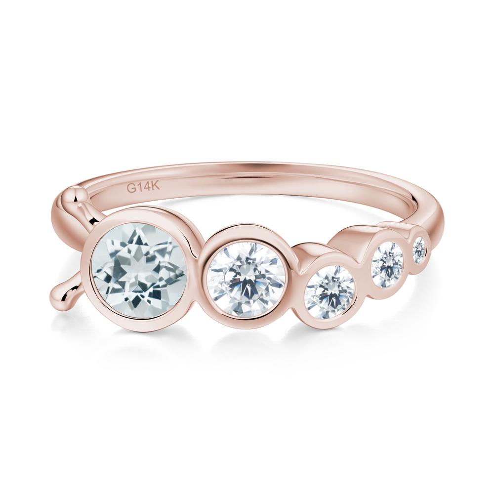 Five-Stone Graduated Bezel Aquamarine Ring - LUO Jewelry #metal_14k rose gold