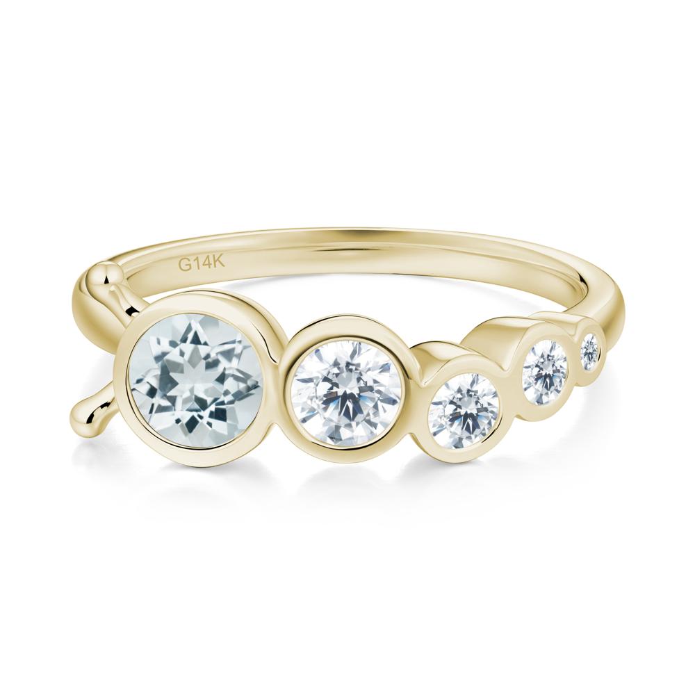 Five-Stone Graduated Bezel Aquamarine Ring - LUO Jewelry #metal_14k yellow gold
