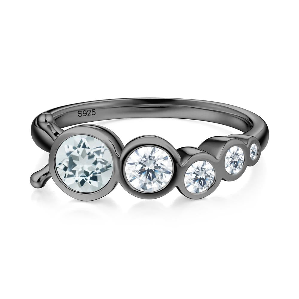 Five-Stone Graduated Bezel Aquamarine Ring - LUO Jewelry #metal_black finish sterling silver