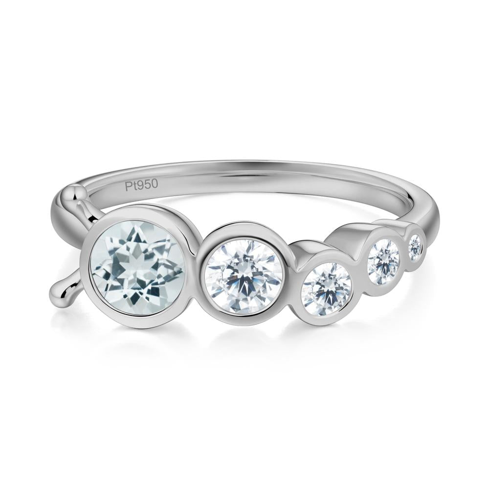 Five-Stone Graduated Bezel Aquamarine Ring - LUO Jewelry #metal_platinum