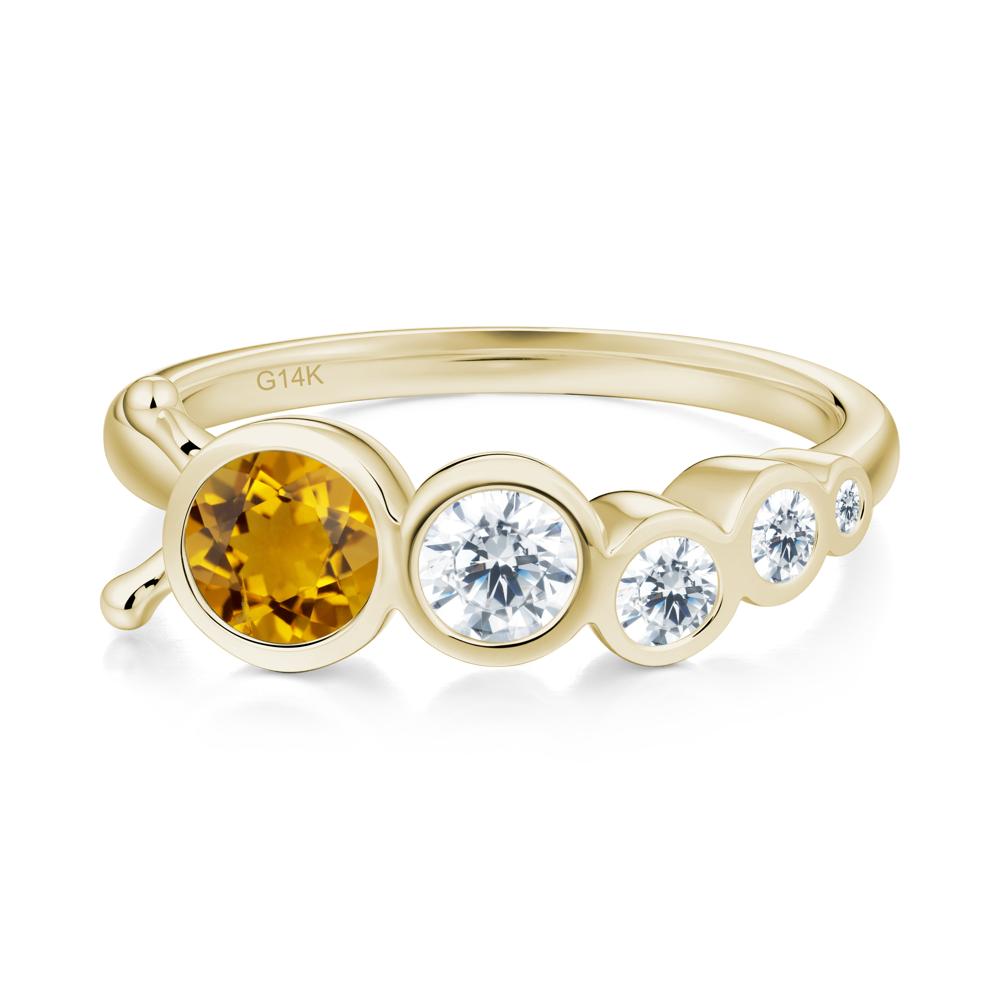 Round Citrine Bubble Ring - LUO Jewelry #metal_14k yellow gold