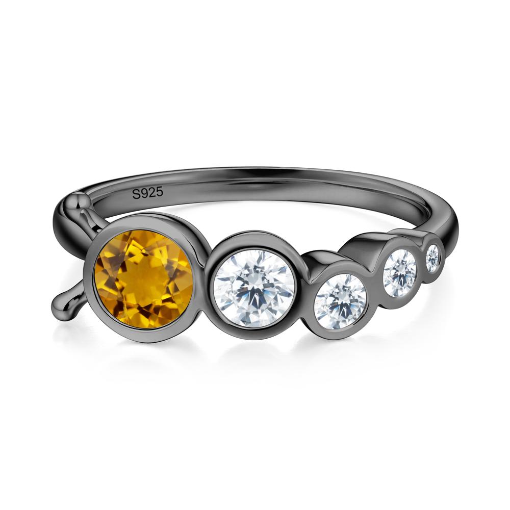 Round Citrine Bubble Ring - LUO Jewelry #metal_black finish sterling silver