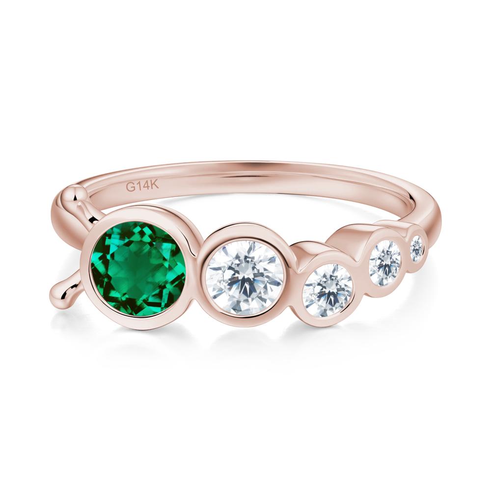 Round Emerald Bubble Ring - LUO Jewelry #metal_14k rose gold