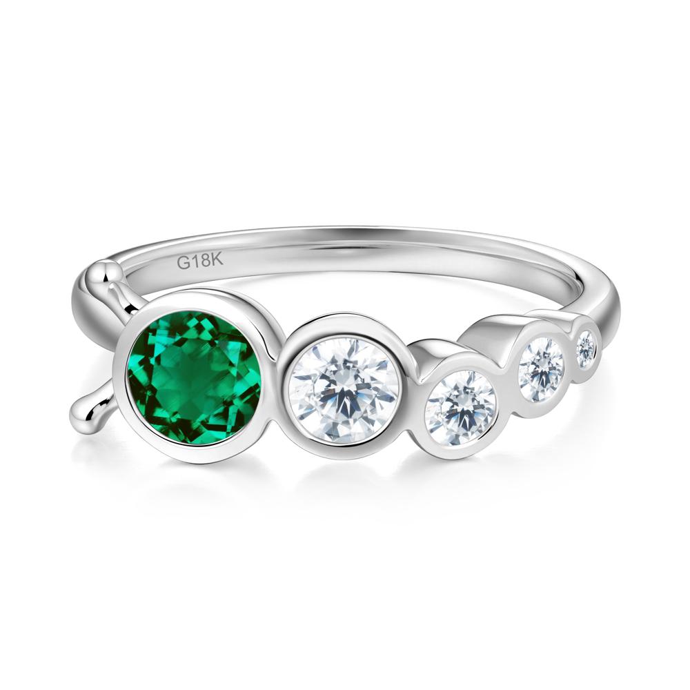 Round Emerald Bubble Ring - LUO Jewelry #metal_18k white gold