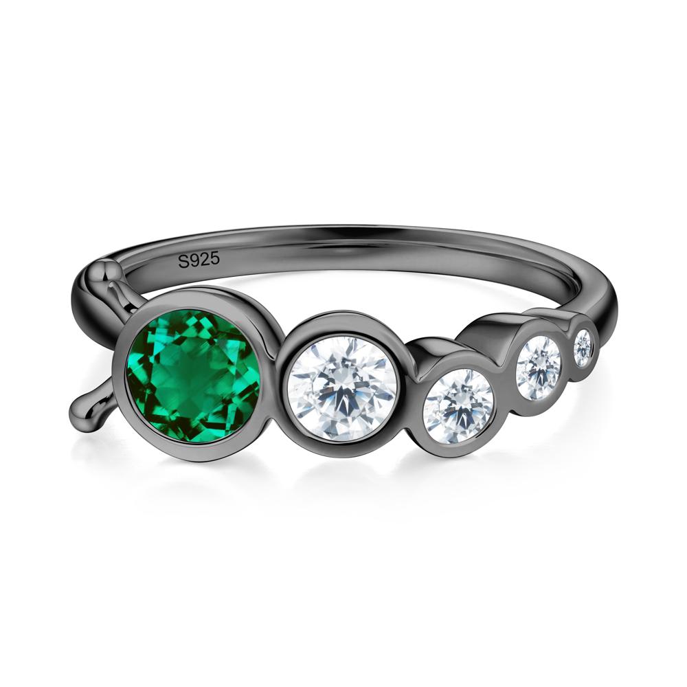 Round Emerald Bubble Ring - LUO Jewelry #metal_black finish sterling silver