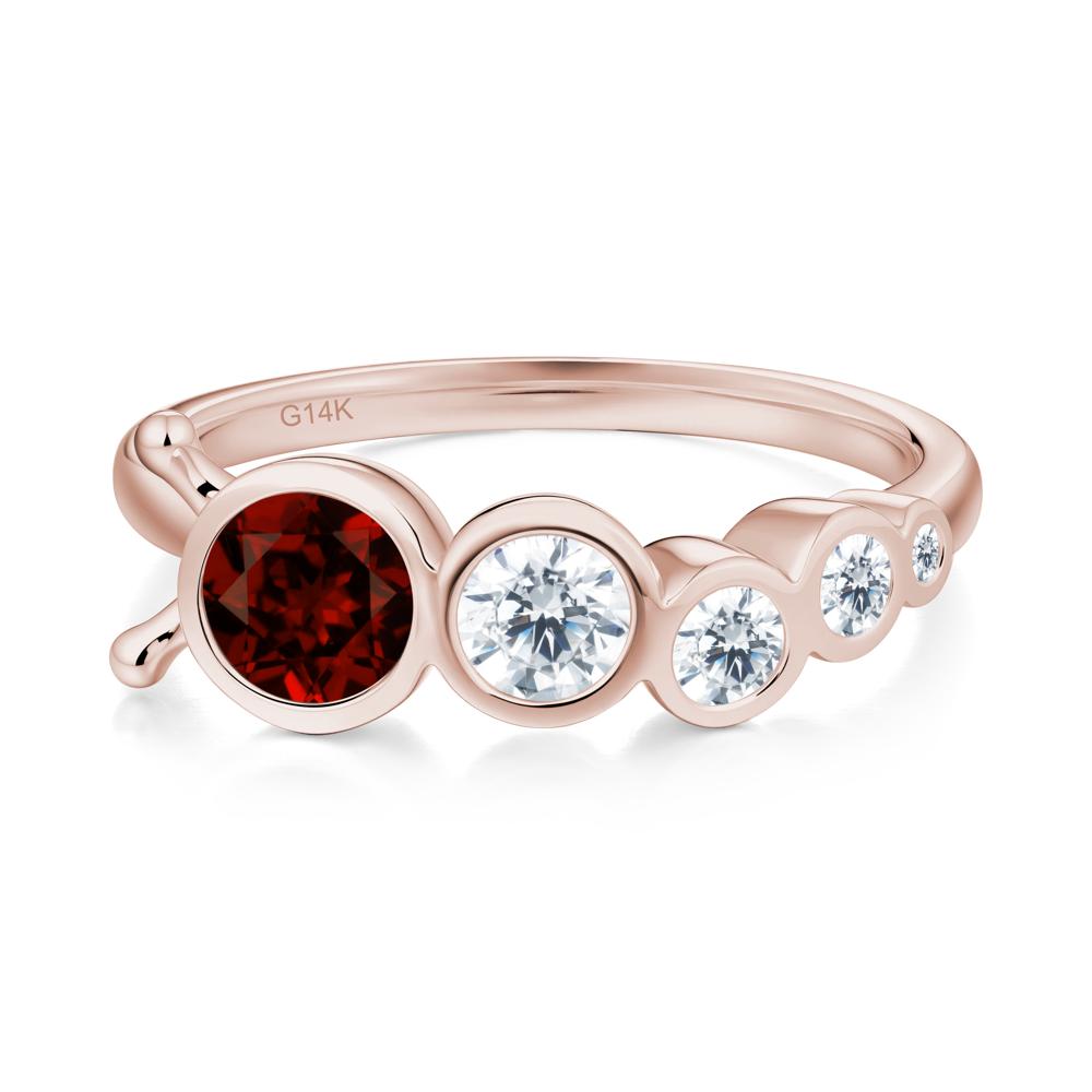 Round Garnet Bubble Ring - LUO Jewelry #metal_14k rose gold