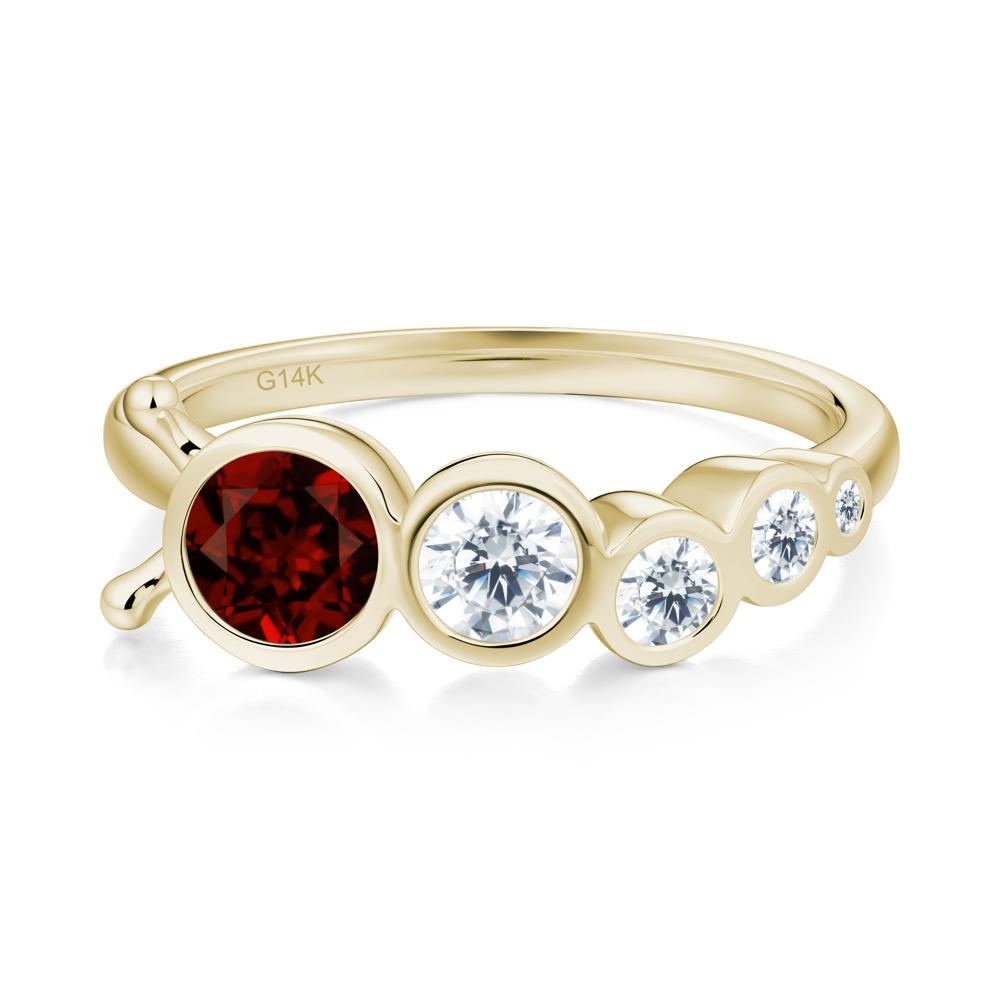 Round Garnet Bubble Ring - LUO Jewelry #metal_14k yellow gold