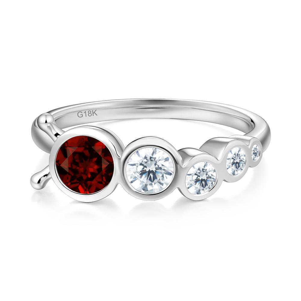Round Garnet Bubble Ring - LUO Jewelry #metal_18k white gold