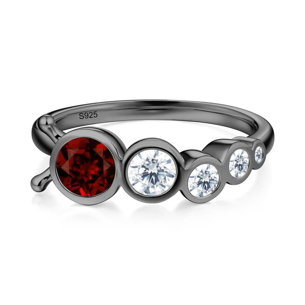 Round Garnet Bubble Ring - LUO Jewelry #metal_black finish sterling silver