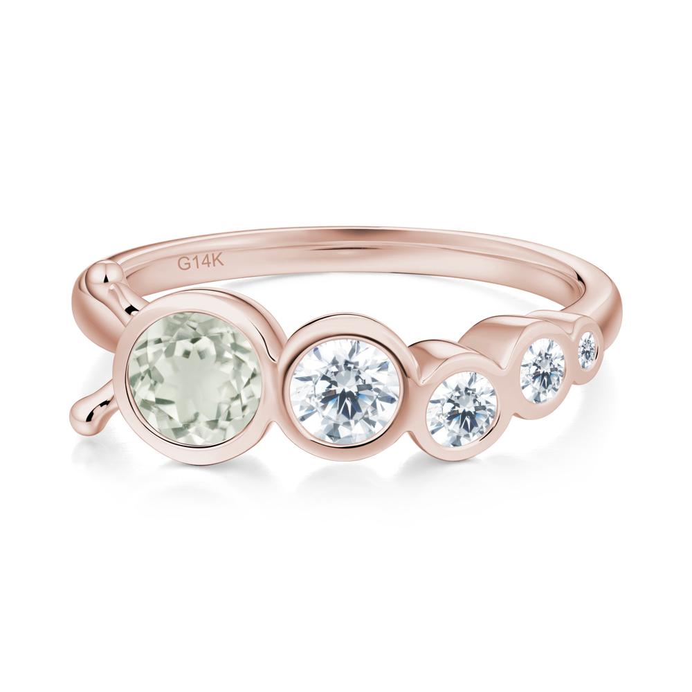 Five-Stone Graduated Bezel Green Amethyst Ring - LUO Jewelry #metal_14k rose gold