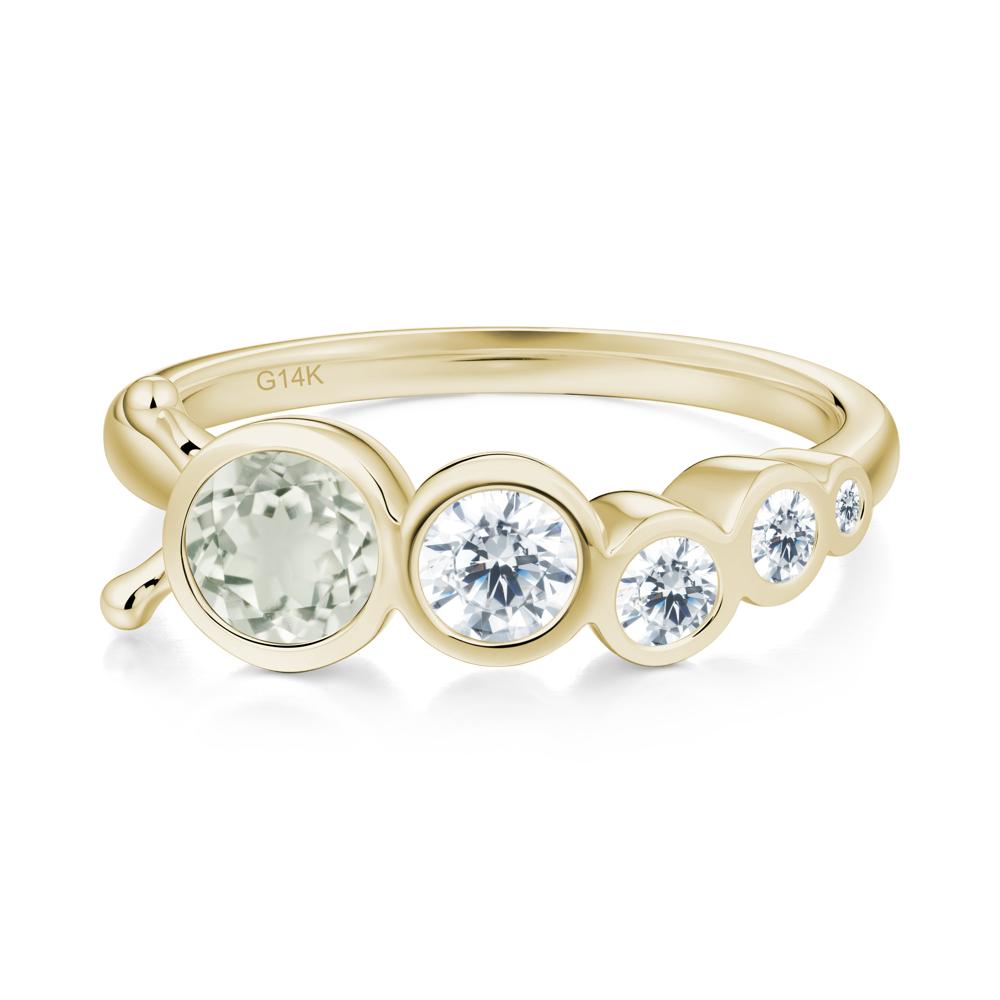Five-Stone Graduated Bezel Green Amethyst Ring - LUO Jewelry #metal_14k yellow gold