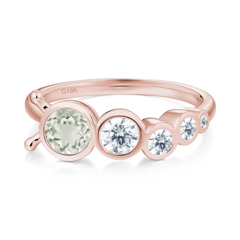 Five-Stone Graduated Bezel Green Amethyst Ring - LUO Jewelry #metal_18k rose gold
