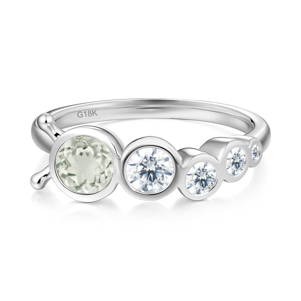 Five-Stone Graduated Bezel Green Amethyst Ring - LUO Jewelry #metal_18k white gold