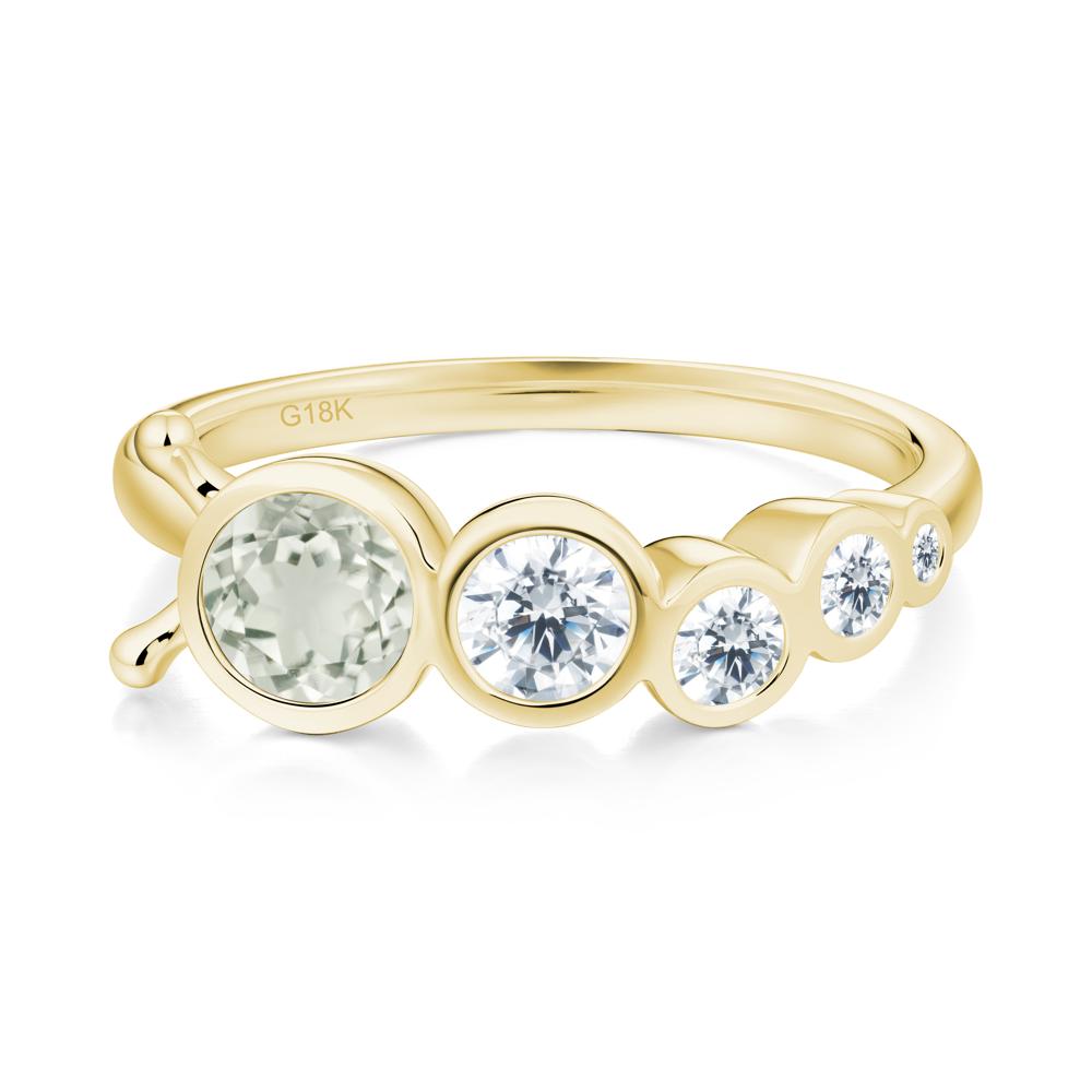 Five-Stone Graduated Bezel Green Amethyst Ring - LUO Jewelry #metal_18k yellow gold