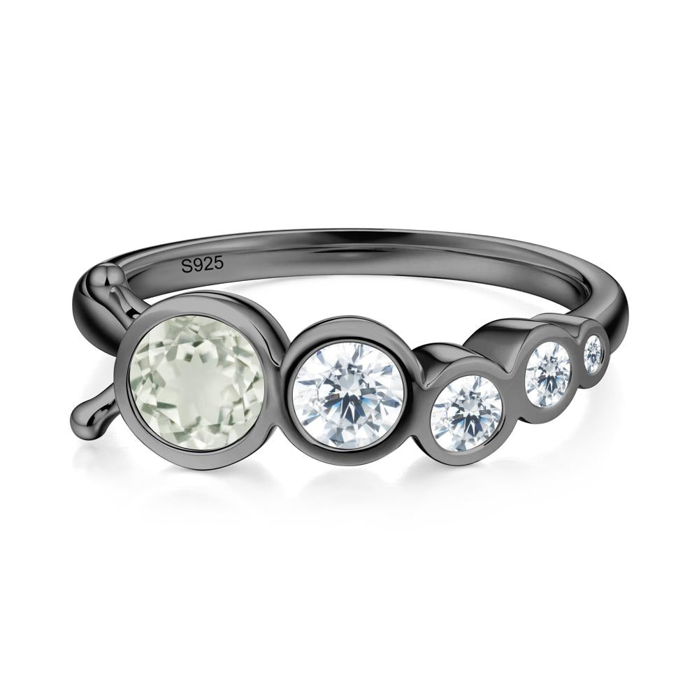 Five-Stone Graduated Bezel Green Amethyst Ring - LUO Jewelry #metal_black finish sterling silver