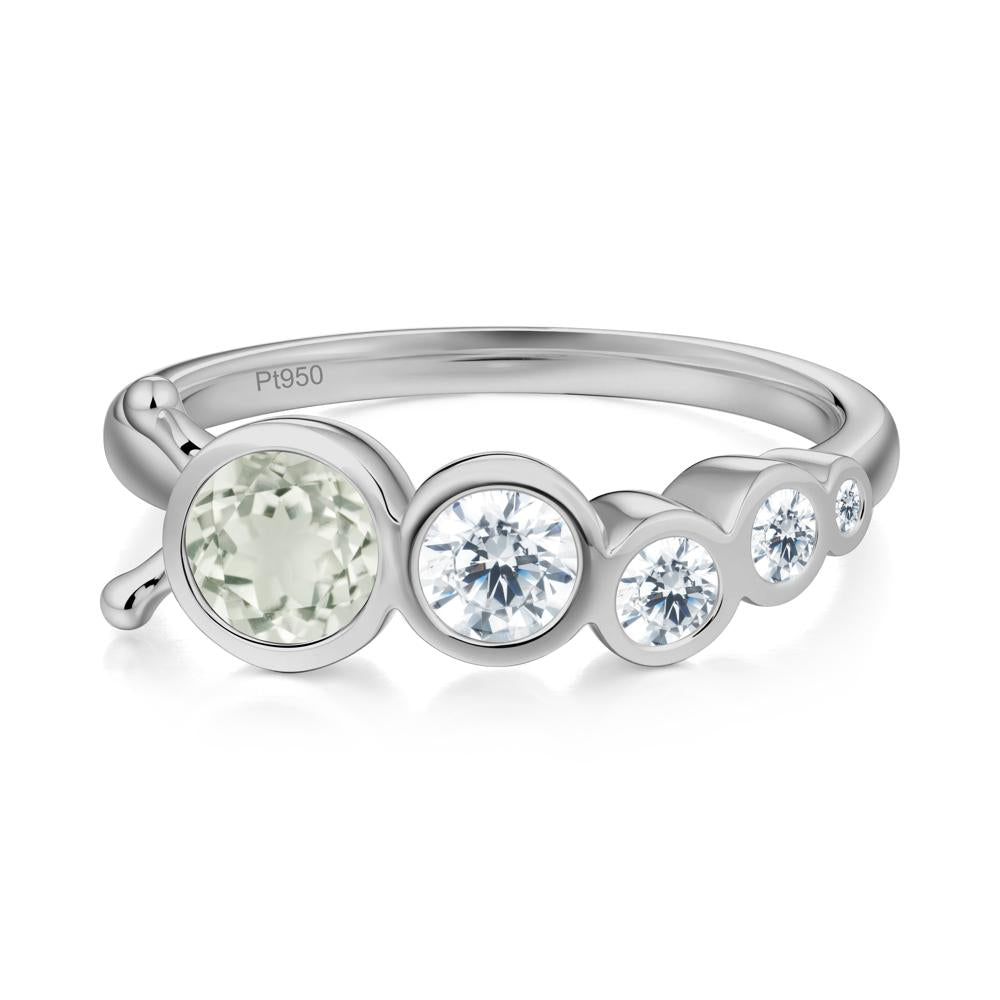 Five-Stone Graduated Bezel Green Amethyst Ring - LUO Jewelry #metal_platinum