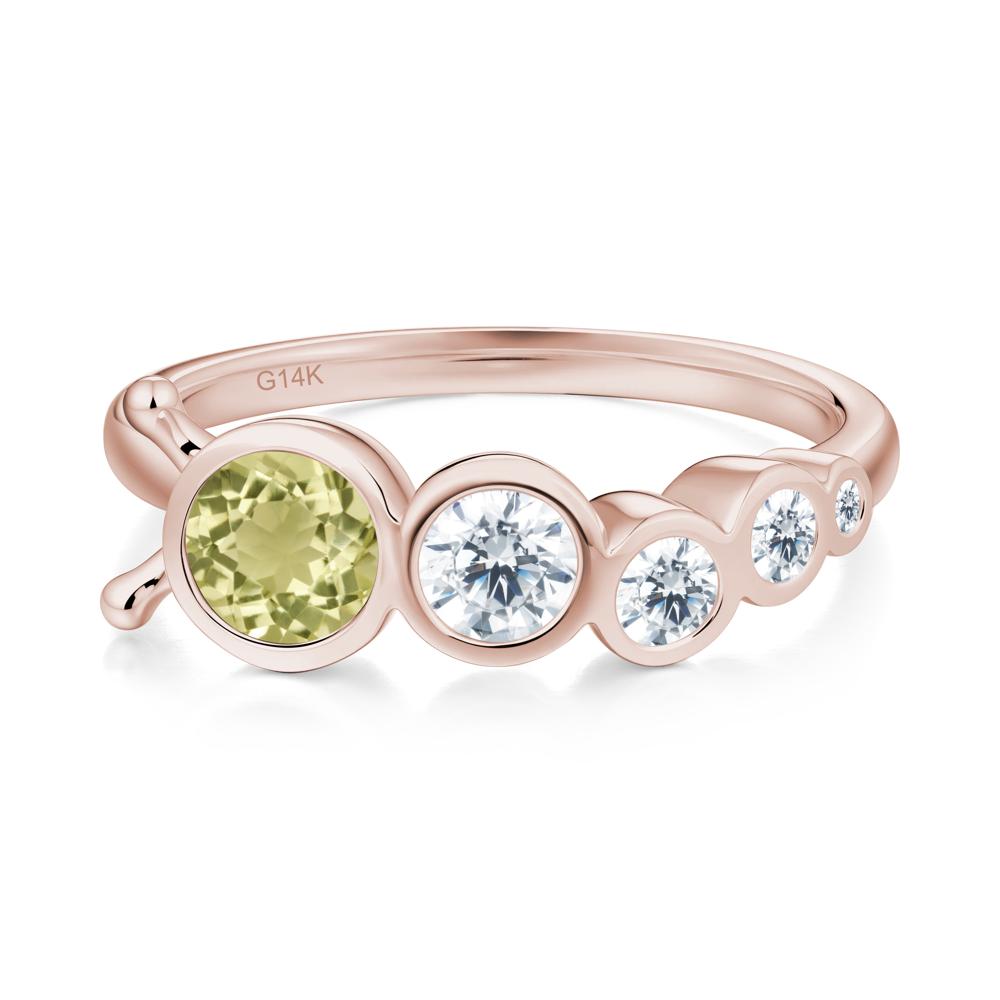 Five-Stone Graduated Bezel Lemon Quartz Ring - LUO Jewelry #metal_14k rose gold