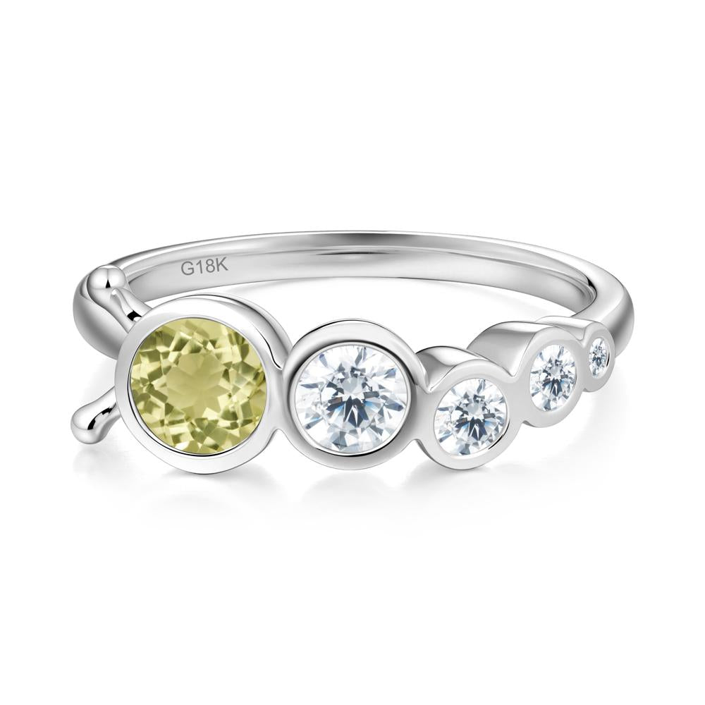 Five-Stone Graduated Bezel Lemon Quartz Ring - LUO Jewelry #metal_18k white gold