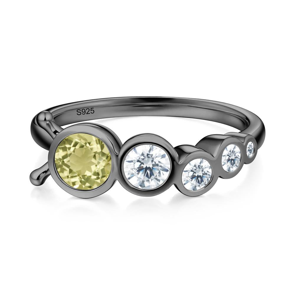 Five-Stone Graduated Bezel Lemon Quartz Ring - LUO Jewelry #metal_black finish sterling silver