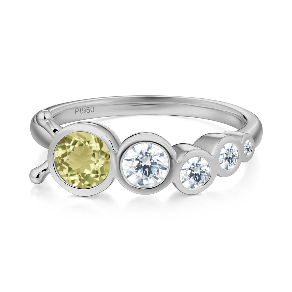 Five-Stone Graduated Bezel Lemon Quartz Ring - LUO Jewelry #metal_platinum