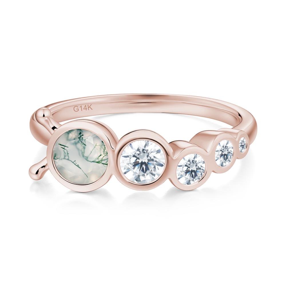 Five-Stone Graduated Bezel Moss Agate Ring - LUO Jewelry #metal_14k rose gold