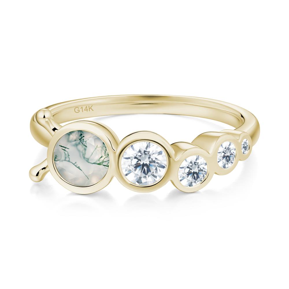 Five-Stone Graduated Bezel Moss Agate Ring - LUO Jewelry #metal_14k yellow gold