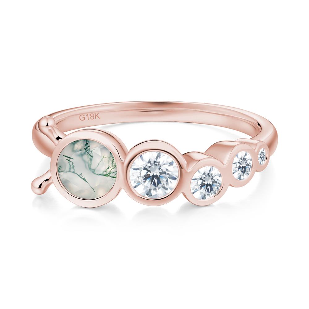 Five-Stone Graduated Bezel Moss Agate Ring - LUO Jewelry #metal_18k rose gold