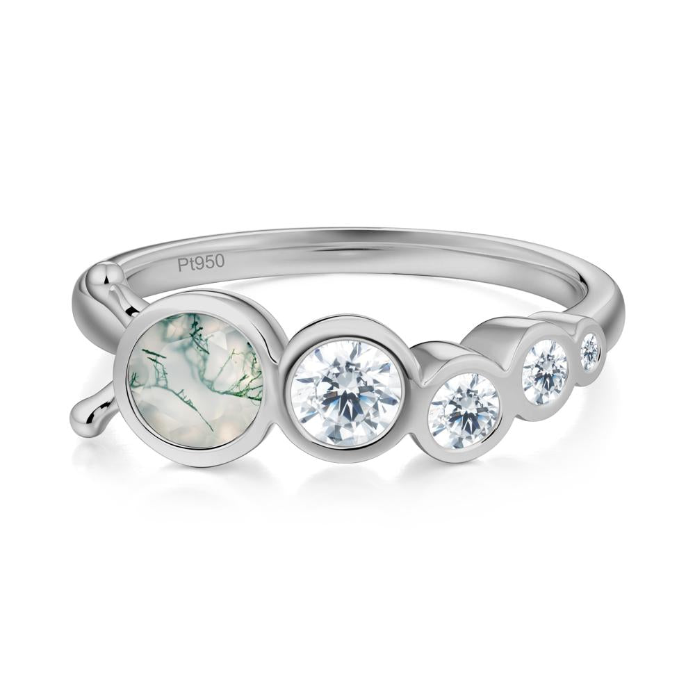 Five-Stone Graduated Bezel Moss Agate Ring - LUO Jewelry #metal_platinum