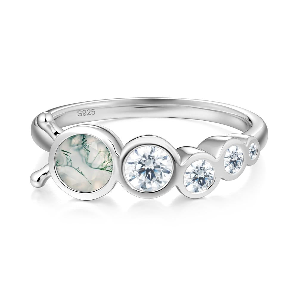 Five-Stone Graduated Bezel Moss Agate Ring - LUO Jewelry #metal_sterling silver