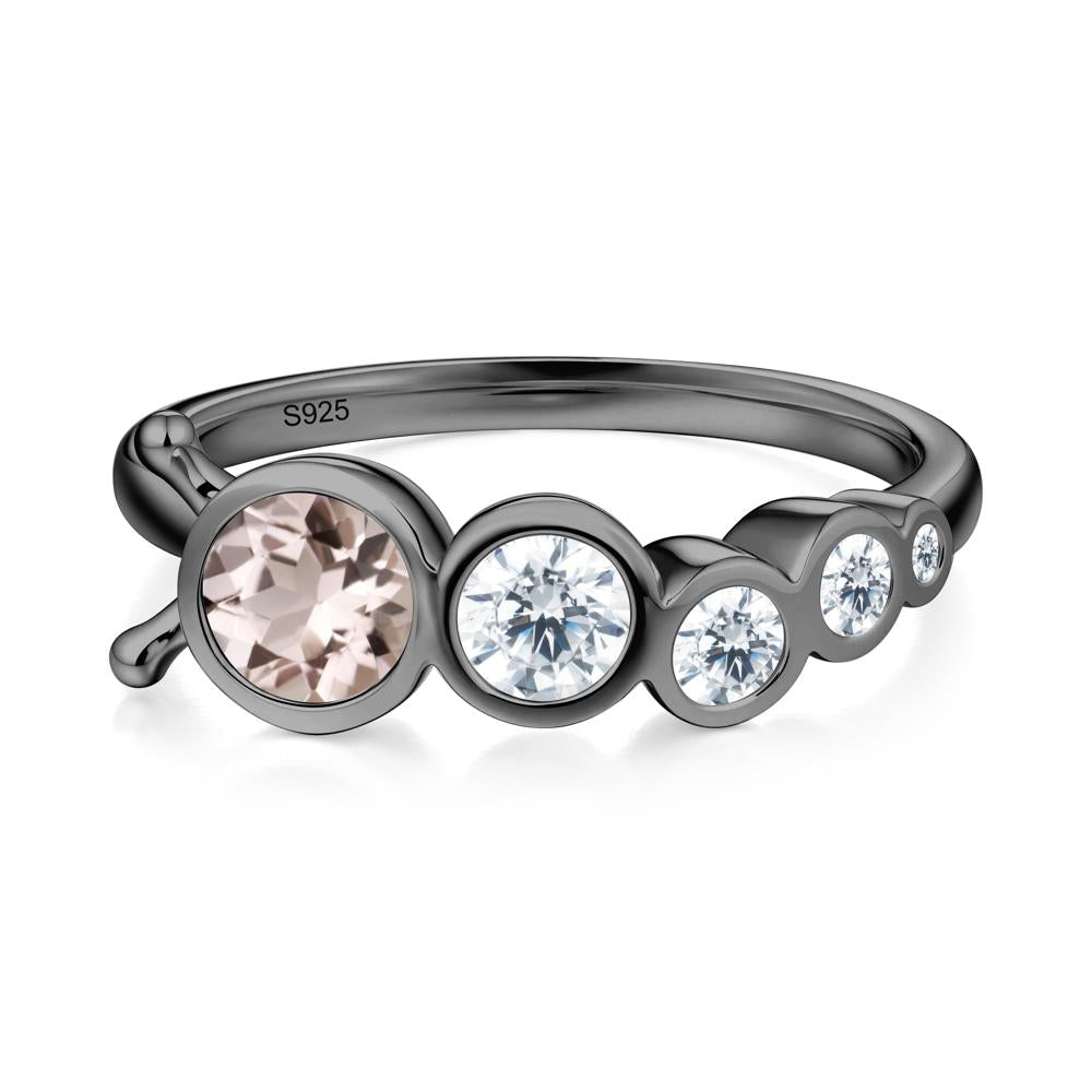 Five-Stone Graduated Bezel Morganite Ring - LUO Jewelry #metal_black finish sterling silver