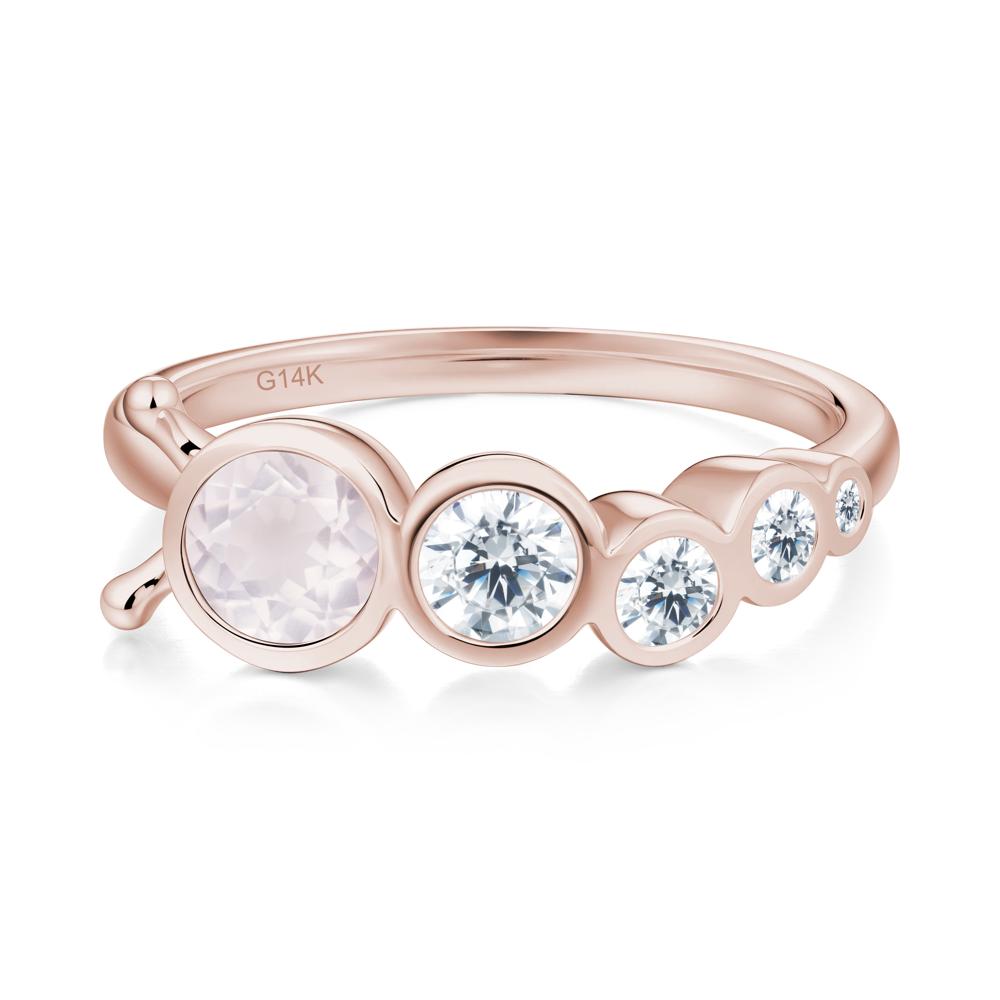 Round Rose Quartz Bubble Ring - LUO Jewelry #metal_14k rose gold
