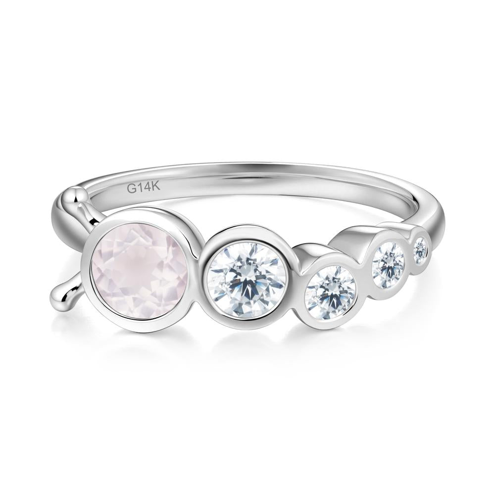 Round Rose Quartz Bubble Ring - LUO Jewelry #metal_14k white gold