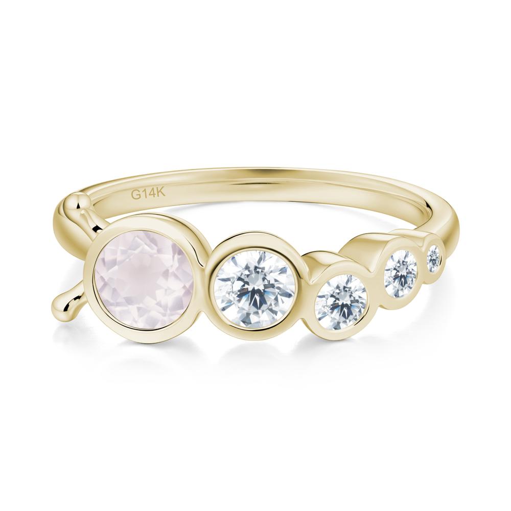 Round Rose Quartz Bubble Ring - LUO Jewelry #metal_14k yellow gold