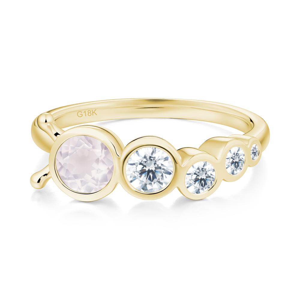 Round Rose Quartz Bubble Ring - LUO Jewelry #metal_18k yellow gold