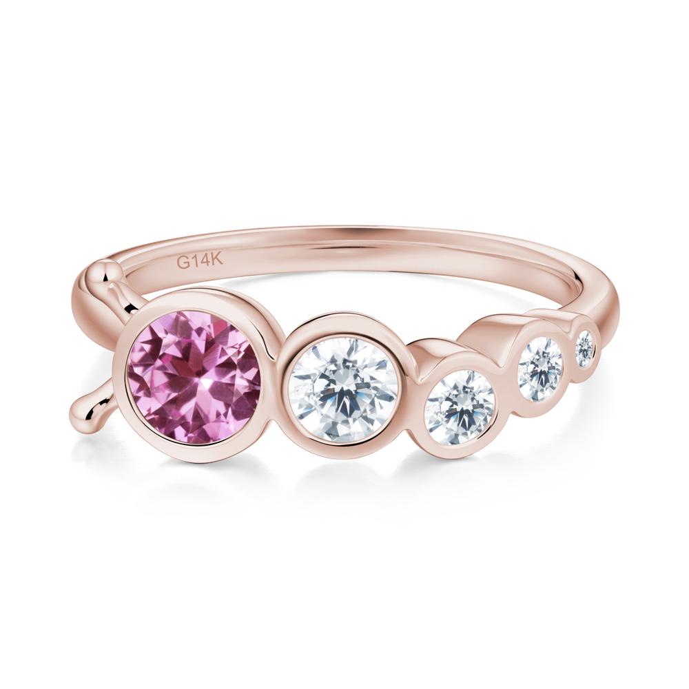 Five-Stone Graduated Bezel Pink Sapphire Ring - LUO Jewelry #metal_14k rose gold
