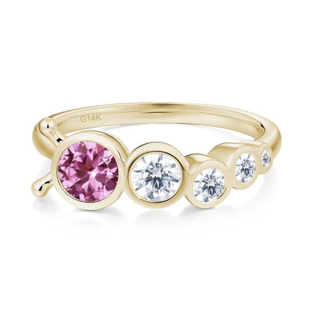 Five-Stone Graduated Bezel Pink Sapphire Ring - LUO Jewelry #metal_14k yellow gold