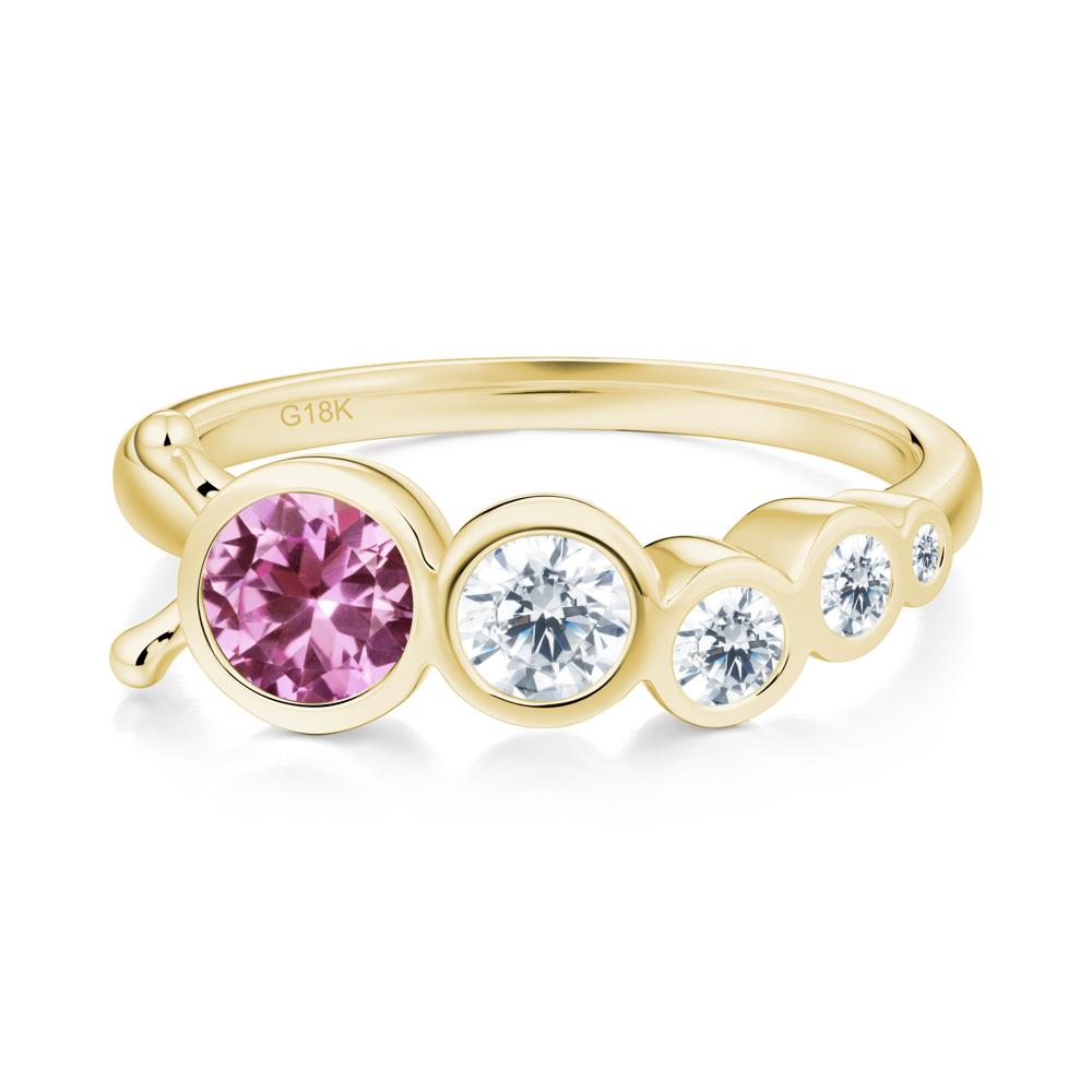 Five-Stone Graduated Bezel Pink Sapphire Ring - LUO Jewelry #metal_18k yellow gold